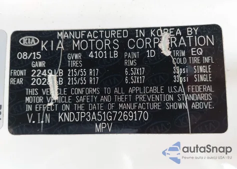 2016 Kia Soul + из США, поврежденный, VIN KNDJP3A51G7269170